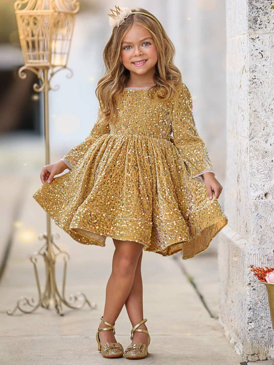 Gold Sequin Holiday Dress